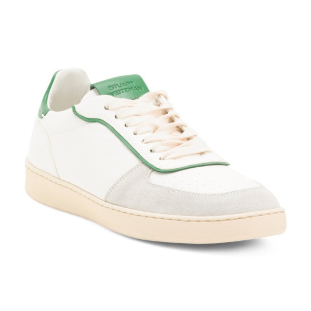 STUART WEITZMAN Grey/Green Leather Derby Sneakers